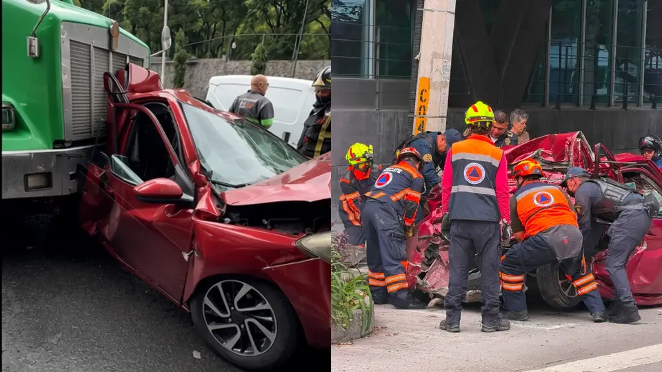 ¡Sobreviven de milagro! VIDEO: Tráiler se queda sin frenos y prensa a dos personas en CDMX
