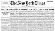 The New York Times dedicó portada a fallecidos por Coronavirus en Estados Unidos