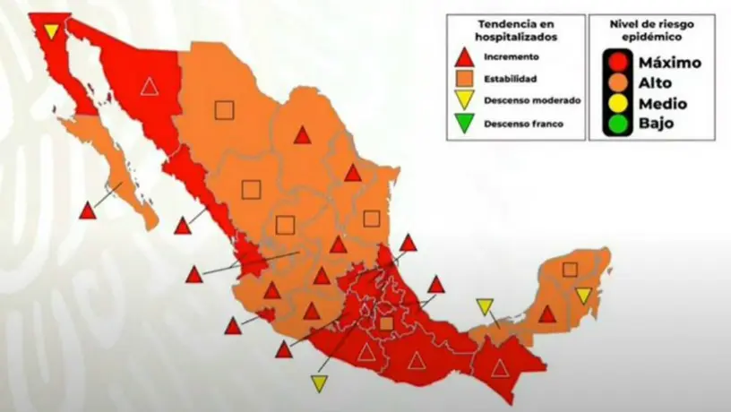 Coronavirus: 16 entidades de la República pasaron a naranja en el Semáforo epidémico