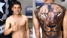 Richard Sánchez se tatuó un león gigante