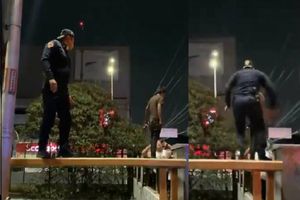 VIDEO: Policía arriesgo su vida para salvar a joven que intentaba lanzarse al vacío