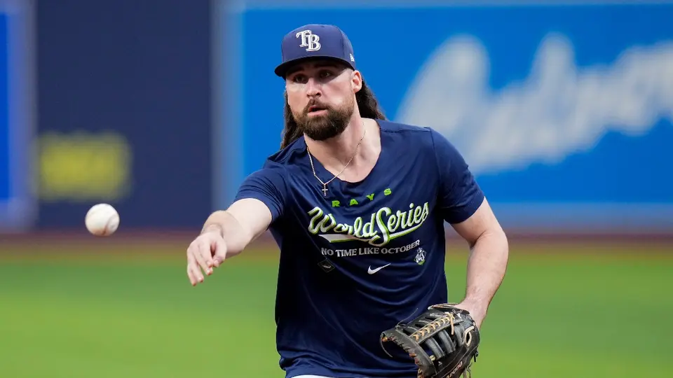 Ryan Vilade, primera base de los Tampa Bay Rays previo al Juego 3 de Serie Mundial | AP