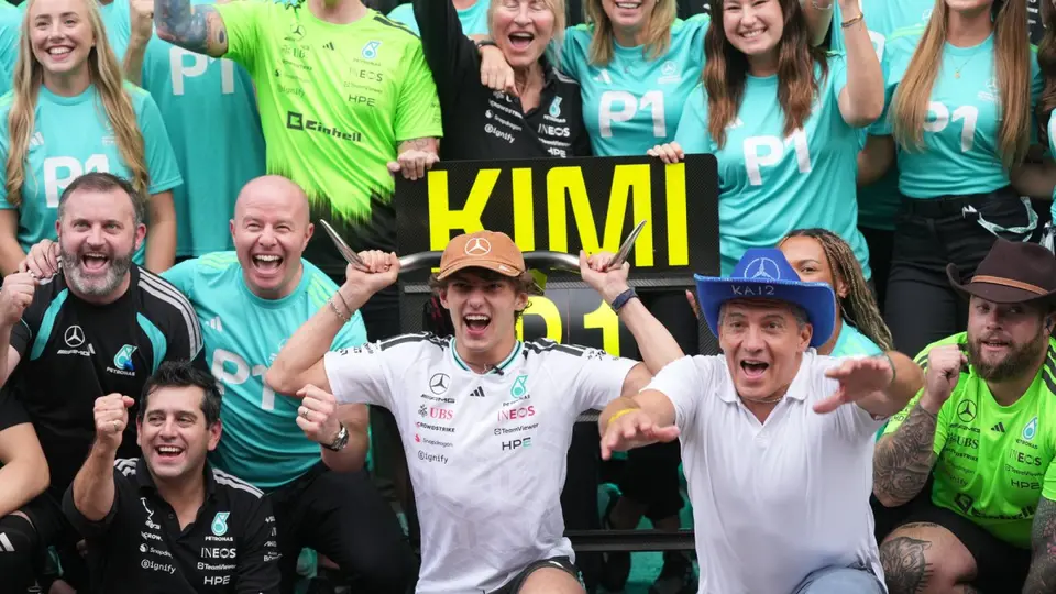 Mercedes y Antonelli celebran el triunfo en el Gran Premio de Estados Unidos | AP
