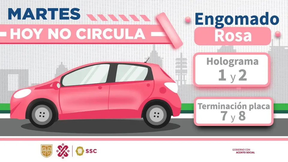 El programa Hoy No Circula estará vigente de las 5:00 a las 22:00 horas del martes 27 de octubre./ SSC