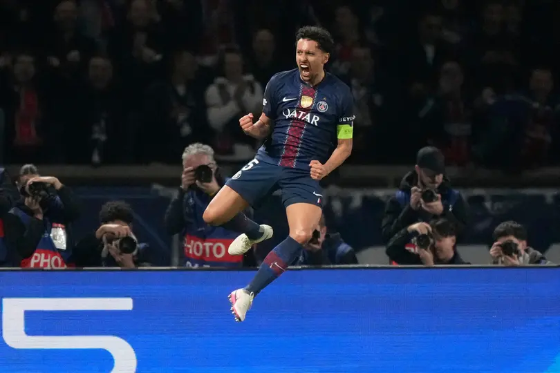 Marquinhos festeja uno de los goles del PSG vs Mónaco en la Champions League | AP