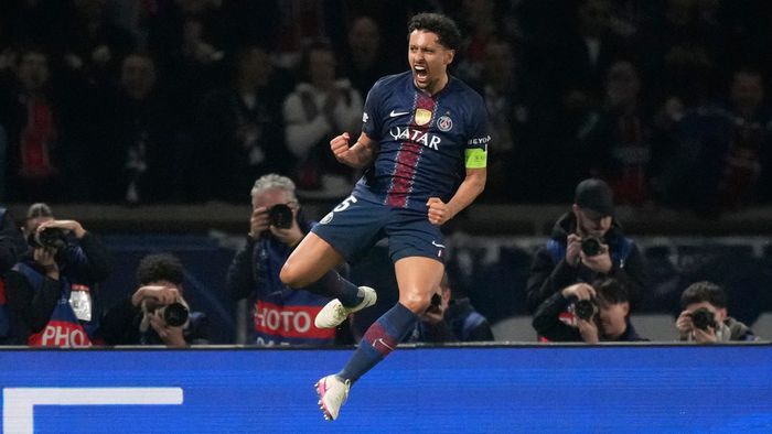 Marquinhos festeja uno de los goles del PSG vs Mónaco en la Champions League | AP