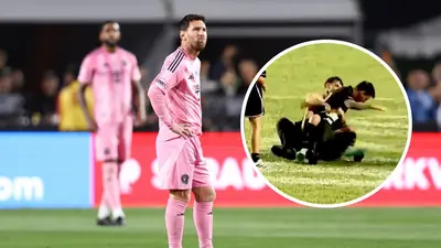¡Casi lo rompen! Seguridad derriba a Lionel Messi por invasión de aficionados en Puerto Rico