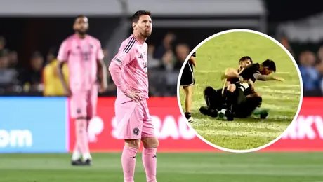 ¡Casi lo rompen! Seguridad derriba a Lionel Messi por invasión de aficionados en Puerto Rico