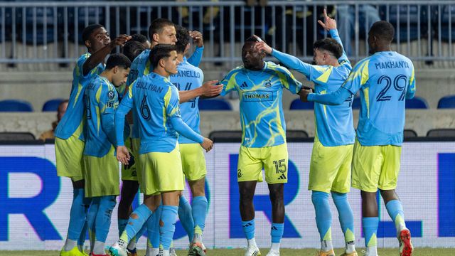 Jugadores de Philadelphia Union celebran un gol contra Defence Force en Concachampions | MEXSPORT