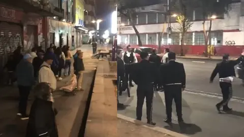 Los mariachis se agarraron a golpes ante la mirada de curiosos y automovilistas/Facebook: Rodrigo Hernández