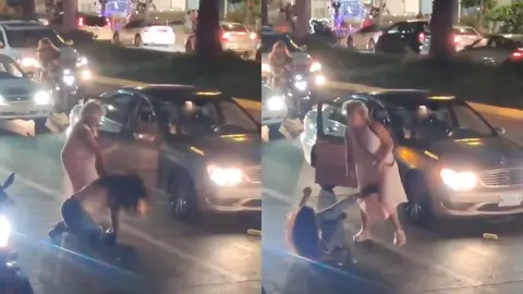 La señora supo dominar a su rival, quien se llevó  jalón de cabello, patadas y golpes en la cara / Redes Sociales
