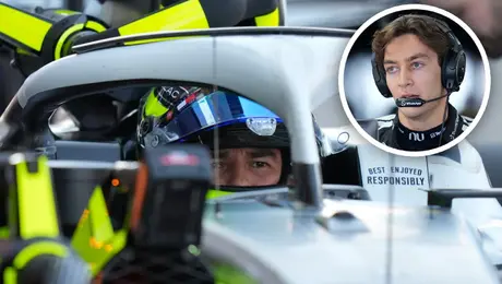 George Russell y Checo Pérez protagonizan ‘tenso’ momento: ‘¿Qué está haciendo este idiota?’