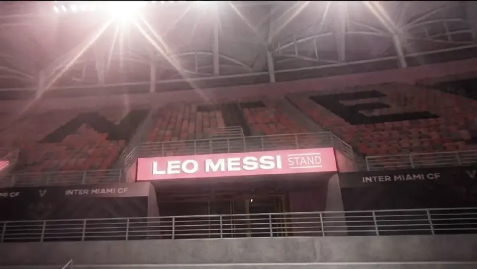 Anuncio del nombre de la grada en honor a Lionel Messi en el NU Stadium | CAPTURA DE PANTALLA