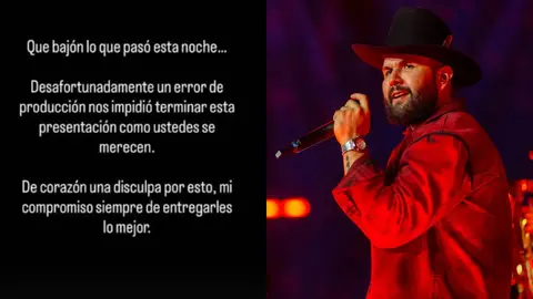 Carín León hizo una publicación en redes para expresar su molestia tras la falla de producción/Supernova