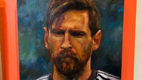 Retrato de Lionel Messi por el artista, Ricardo Antonio Ortiz Álvarez | Mario Guzmán