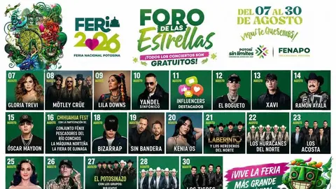 Miles de visitantes acudirán a la Feria Nacional Potosina 2026, que se realizará del 7 al 30 de agosto./ FENAPO