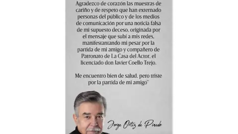 Jorge Ortiz de Pinedo reapareció en redes sociales para aclarar los rumores sobre su supuesto fallecimiento./ Captura de pantalla