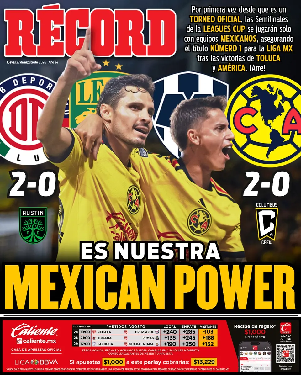 Portada RÉCORD 27 de Agosto de 2026