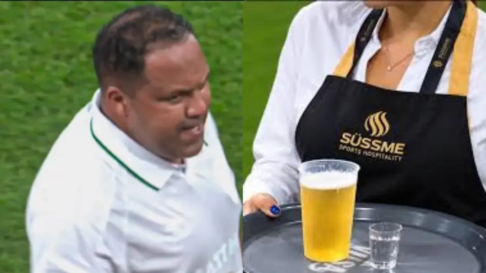 ¿Agua? Leyendas de Real Madrid y Werder Bremen se hidratan con cerveza en pleno partido