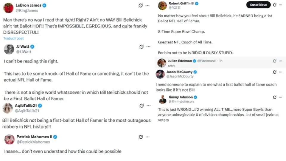 Mostraron su molestia por la exclusión de Belichick
