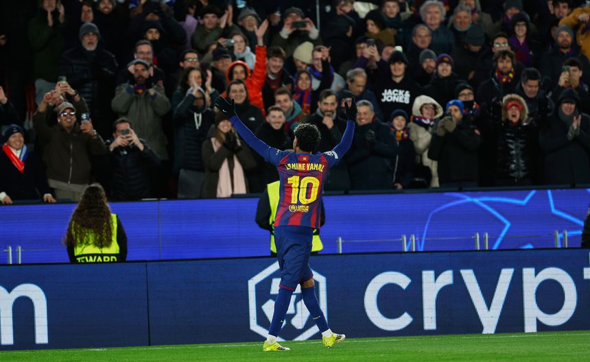 Lamine Yamal en celebración contra Copenhague en la Champions League | AP