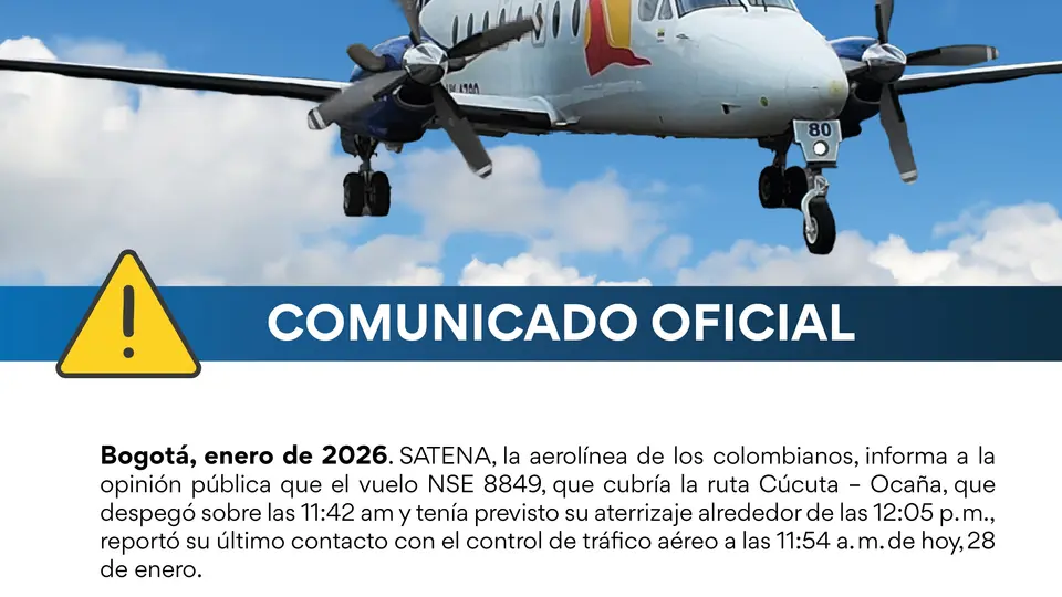 Autoridades colombianas activaron un operativo de búsqueda tras la desaparición del avión./ X: @AerolineaSatena