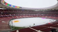 El estadio de Atlético de Madrid amaneció con nieve