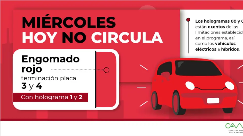 Los vehículos con engomado rojo, placas 3 y 4, y holograma 1 y 2, no circulan / FB: @orientadorvial