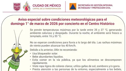 Recomendaciones emitidas por la CDMX. /@SGIRPC_CDMX.