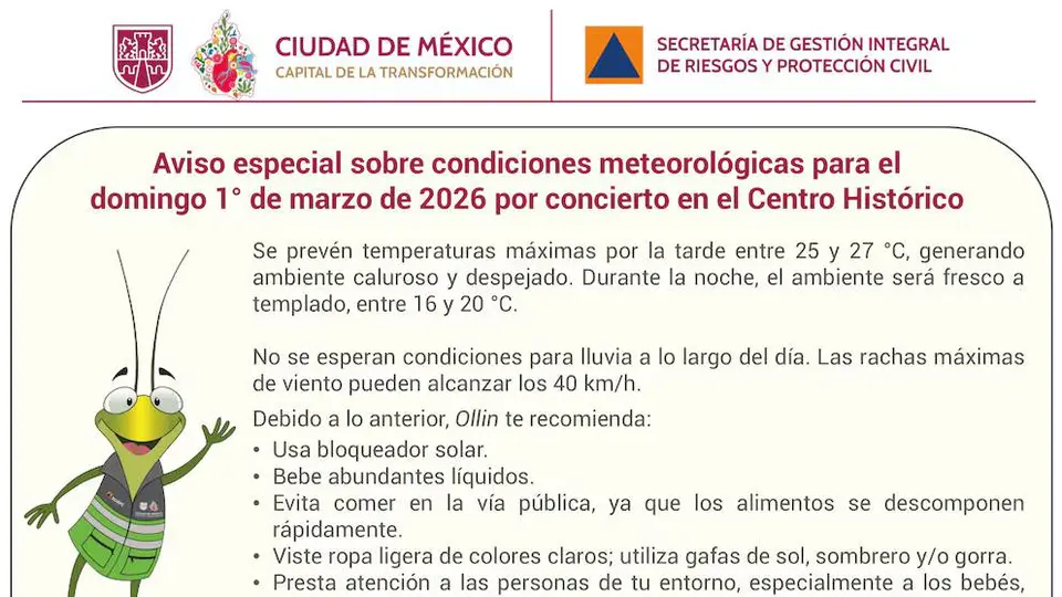 Recomendaciones emitidas por la CDMX. /@SGIRPC_CDMX.