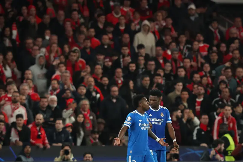 Vinicius Jr. en el Stadio da Luz durante el juego de ida entre Benfica y Real Madrid | AP