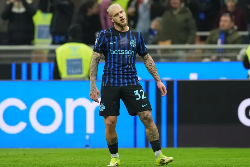 Federico Dimarco festejando su gol | AP