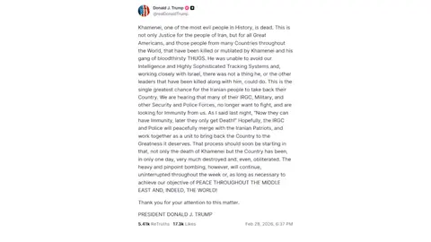 La información fue confirmada por Donald Trump en su cuenta de Truth Social.