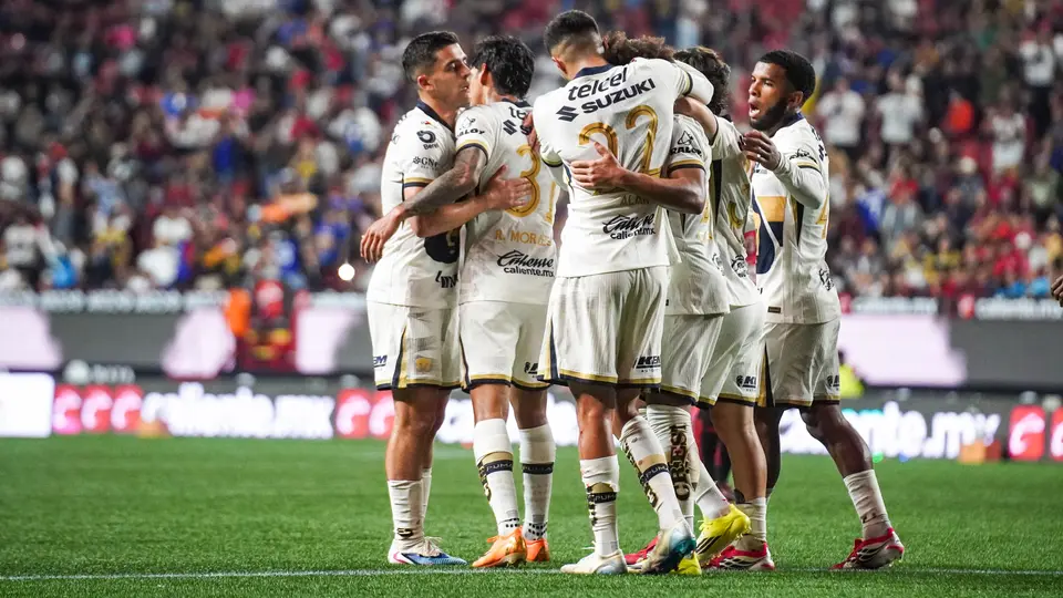 Jugadores de Pumas celebran su gol en Tijuana | MEXSPORT