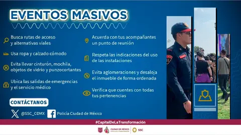 Recomendaciones de la SSC ante eventos masivos en la capital. / SSC