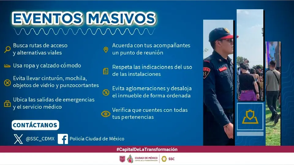 Recomendaciones de la SSC ante eventos masivos en la capital. / SSC