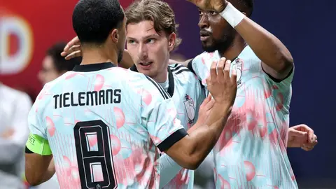 Selección de Bélgica tras anotar gol en amistosos vs Estados Unidos | AFP