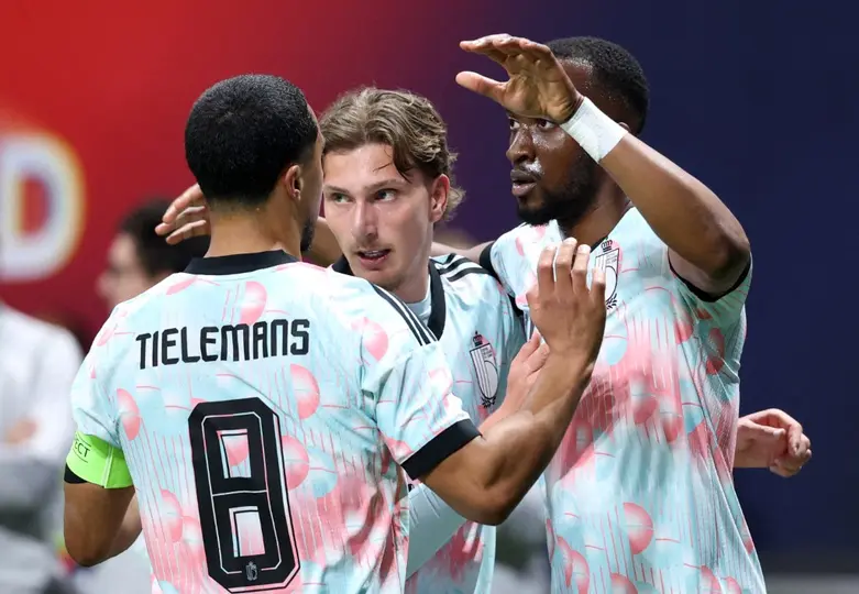 Selección de Bélgica tras anotar gol en amistosos vs Estados Unidos I AFP