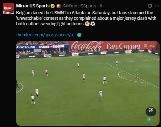Críticas en redes sociales debido a la similitud de camisetas entre Estados Unidos y Bélgica l CAPTURA