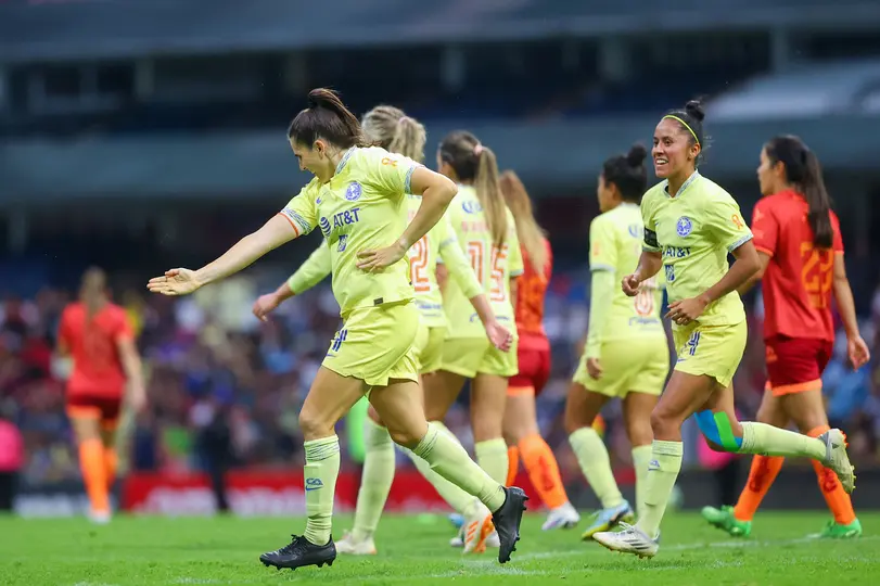 Jugadoras de América celebran frente a FC Juárez en Cuartos de Final del Clausura 2023 de la Liga MX Femenil | IMAGO 7