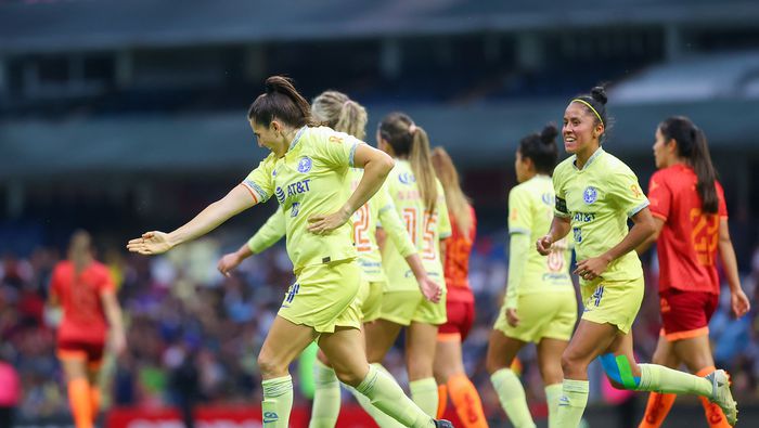 Jugadoras de América celebran frente a FC Juárez en Cuartos de Final del Clausura 2023 de la Liga MX Femenil | IMAGO 7