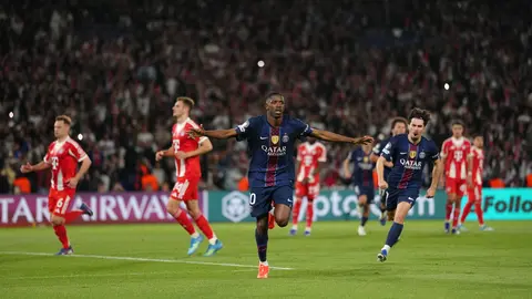 Ousmane Dembélé en celebración en el partido de PSG contra Bayern Munich en Champions League | AP