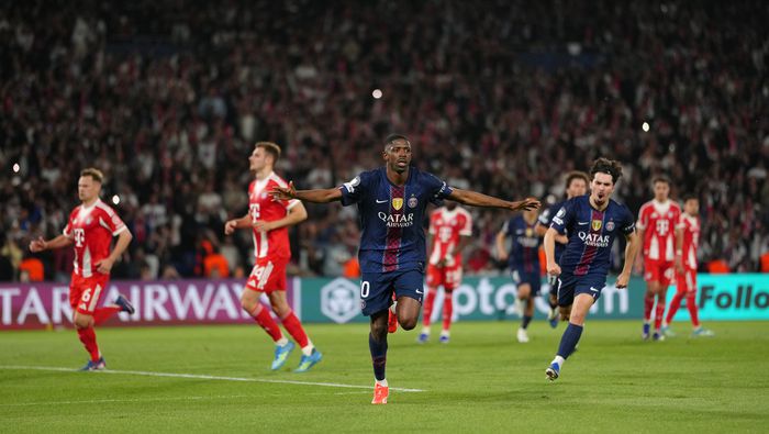 Ousmane Dembélé en celebración en el partido de PSG contra Bayern Munich en Champions League | AP