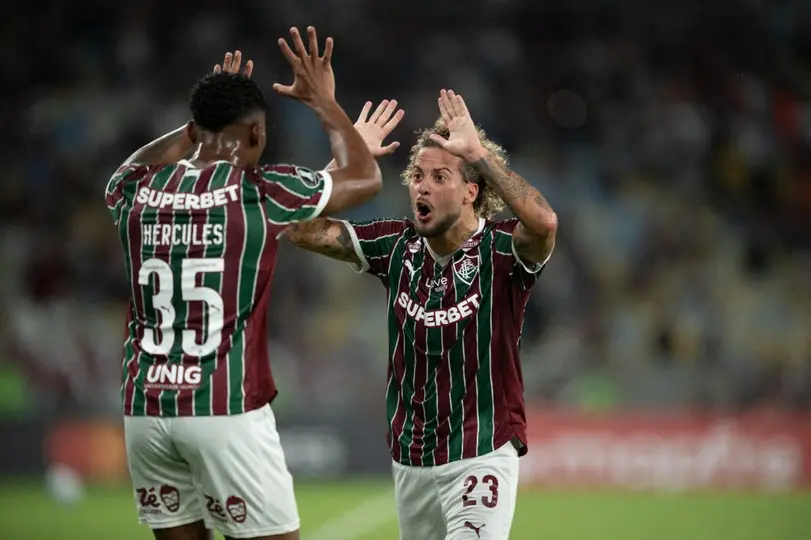 Jugadores de Fluminense celebrando anotación ante la Guaira | AFP