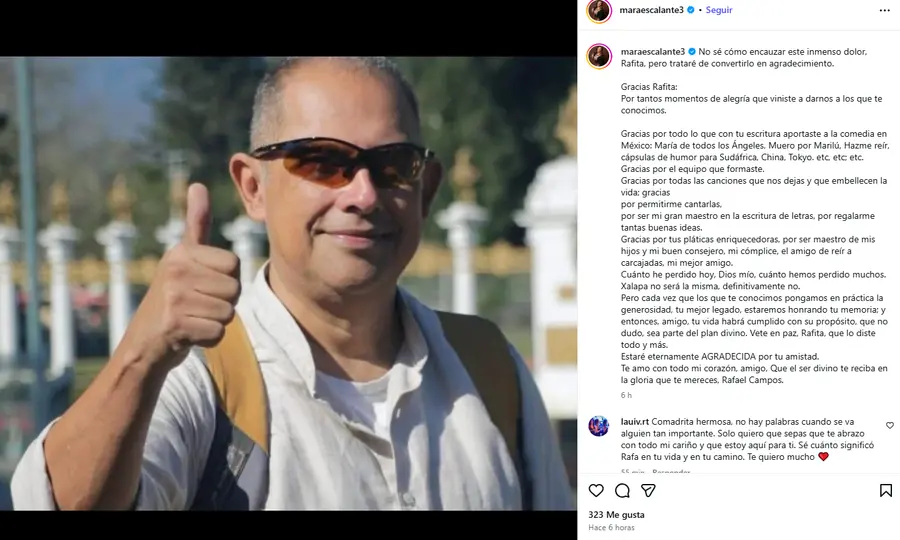 La actriz y comediante lamentó la pérdida de uno de sus colaboradores más cercanos en televisión. / @maraescalante3
