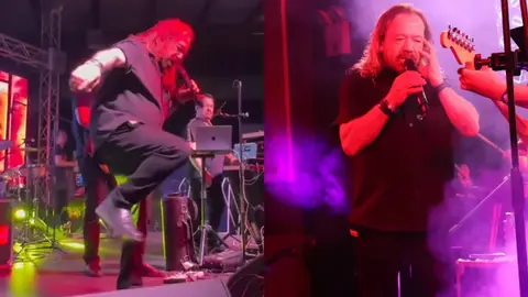El vocalista de Los Acosta pidió respeto al público tras recibir el impacto de un sombrero en pleno escenario. / RS