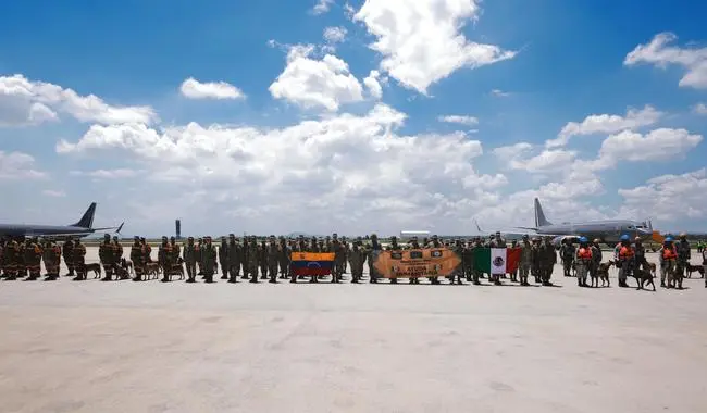 México envió 261 elementos del Ejército, Fuerza Aérea y Guardia Nacional para apoyar las labores de rescate y ayuda humanitaria en Venezuela./ Gobierno de México