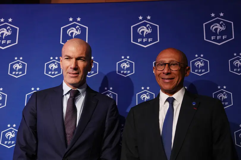 Zinedine Zidane y Philippe Diallo, entrenador y presidente de la Selección Francesa | AP