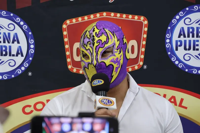Capitán Suicida en conferencia de prensa en un evento del CMLL | INSTAGRAM 
@capitansuicidacmll