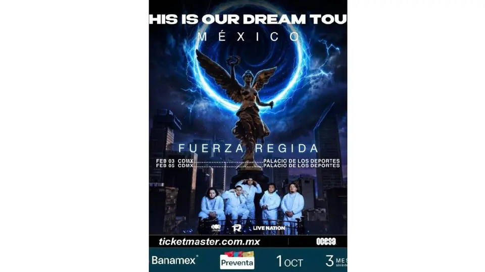 This Is Our Dream Tour llegará al Palacio de los Deportes con dos presentaciones de Fuerza Regida./OCESA